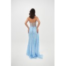 AZURA PAYET İŞLEMELİ BAĞCIKLI KORSE MAXI ABİYE ELBİSE