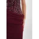 AMOURA PAYET İŞLEMELİ HALTER YAKA ABİYE ELBİSE 