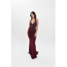 AMOURA PAYET İŞLEMELİ HALTER YAKA ABİYE ELBİSE 
