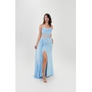 AZURA PAYET İŞLEMELİ BAĞCIKLI KORSE MAXI ABİYE ELBİSE