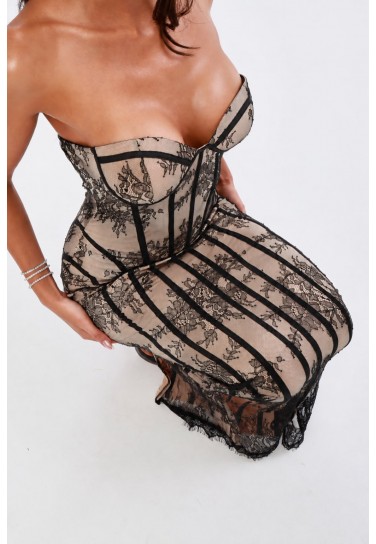 LACE KORSE GÖRÜNÜMLÜ DANTEL ELBİSE 